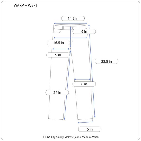 WARP + WEFT JFK New York City Skinny Melrose Medium Wash Jeans - Picture 2 of 7
